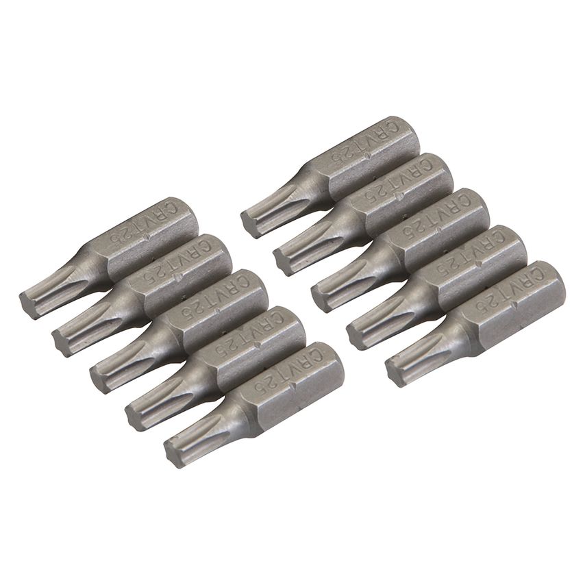 T25 Cr-V Screwdriver Bits 10pk T25