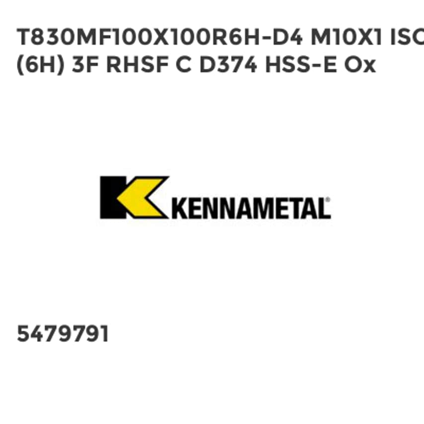 T830MF100X100R6H-D4 M10X1 ISO2 (6H) 3F RHSF C D374 HSS-E Ox