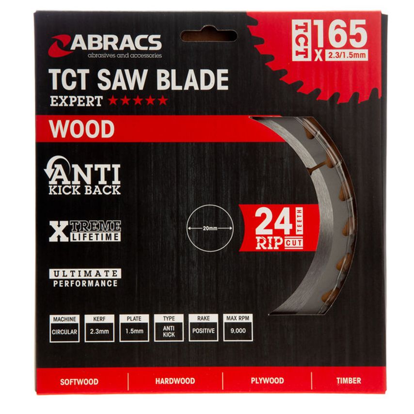 TCT16524 TCT Circular Saw Blade for Wood 165 x 20mm x 24T