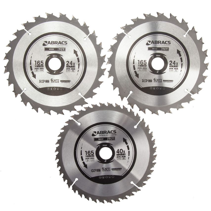 TCT1653 TCT Circular Saw Blade Triple Pack for Wood 165 x 20mm x 24 & 40T