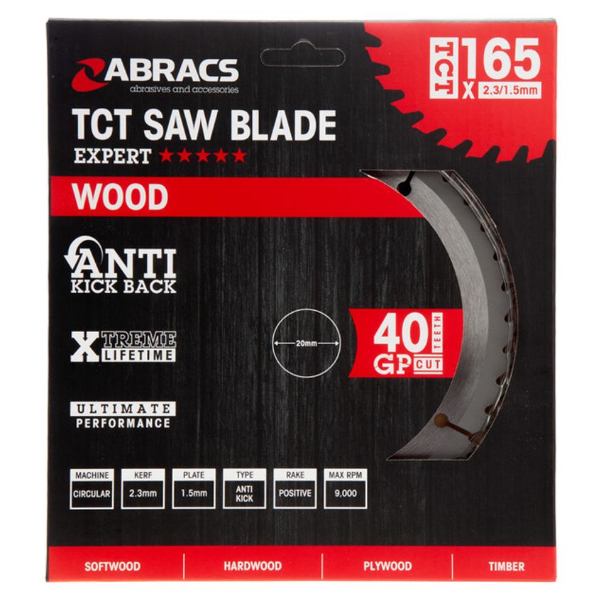 TCT16540 TCT Circular Saw Blade for Wood 165 x 20mm x 40T