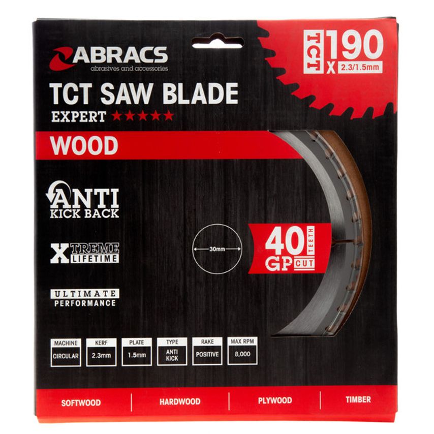 TCT19040 TCT Circular Saw Blade for Wood 190 x 30mm x 40T