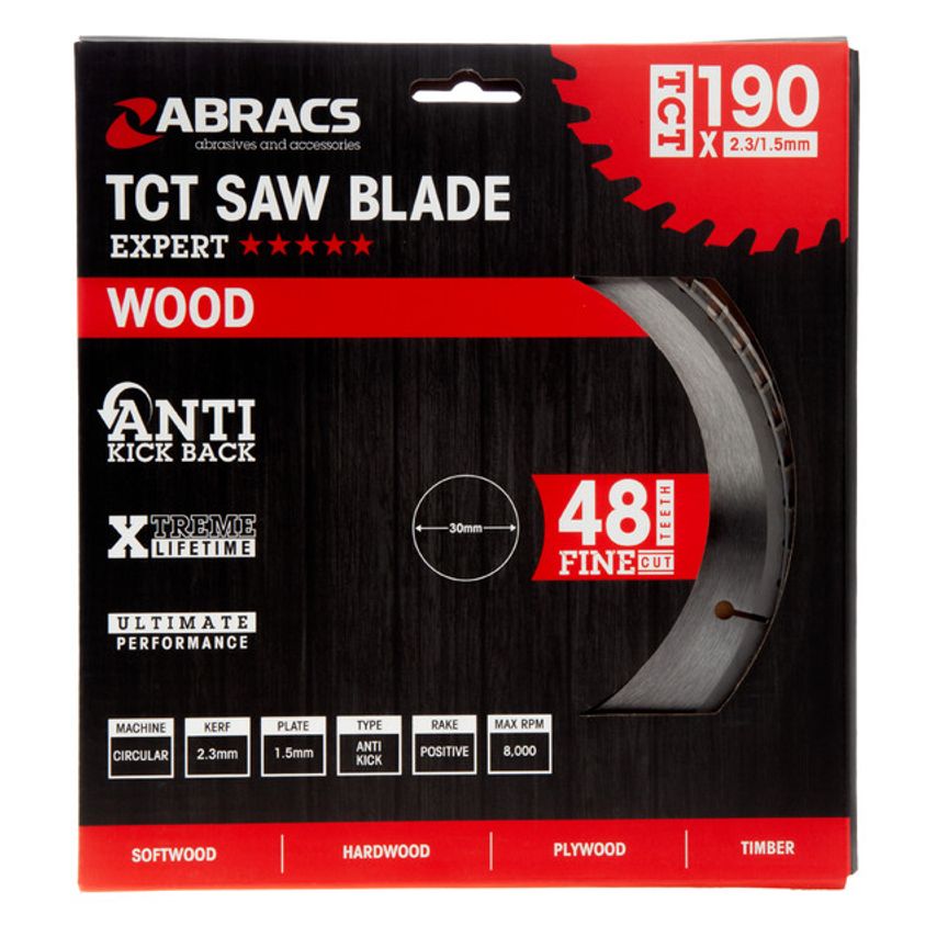TCT19048 TCT Circular Saw Blade for Wood 190 x 30mm x 48T