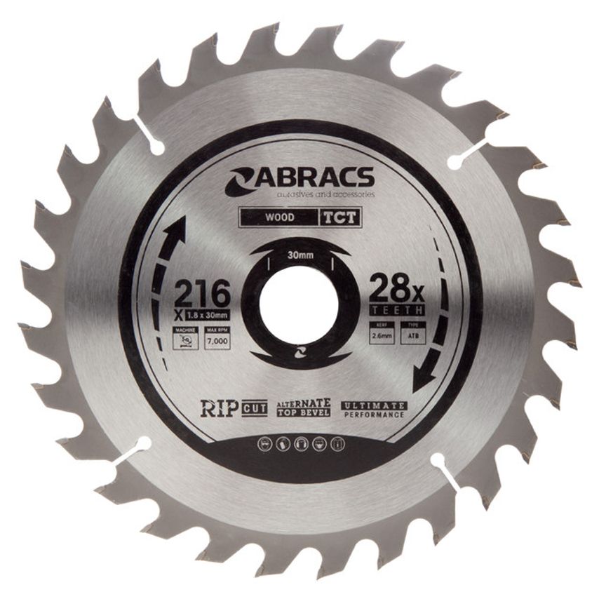 TCT21628 TCT Circular Saw Blade for Wood 216 x 30mm x 28T