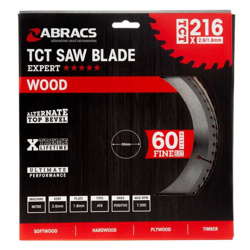 TCT21660 TCT Circular Saw Blade for Wood 216 x 30mm x 60T