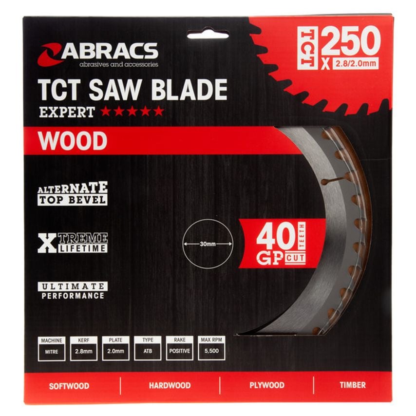TCT25040 TCT Circular Saw Blade for Wood 250 x 30mm x 40T