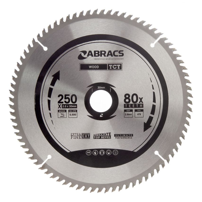 TCT25080 TCT Circular Saw Blade for Wood 250 x 30mm x 80T