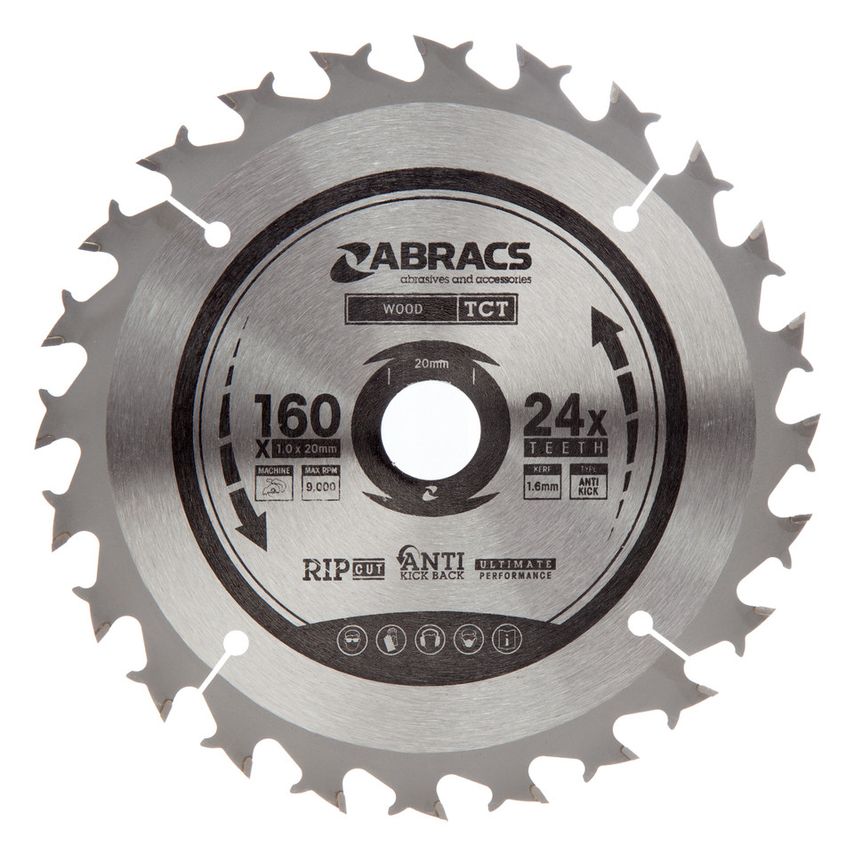 TCTC16024 TCT Cordless Circular Saw Blade for Wood 160 x 20mm x 24T
