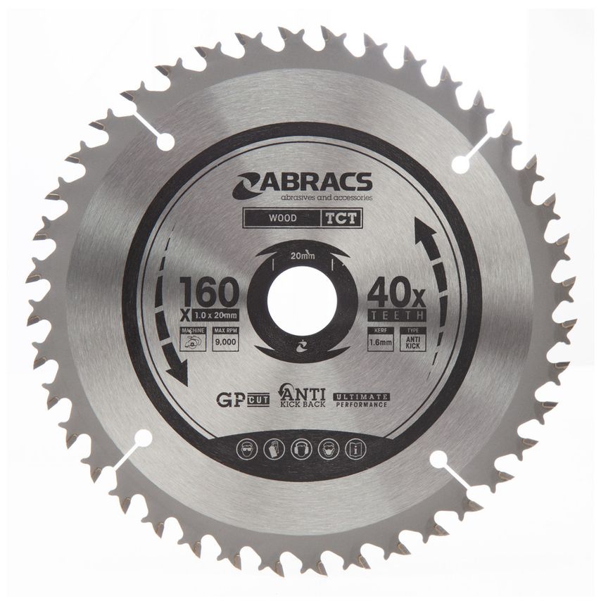 TCTC16040 TCT Cordless Circular Saw Blade for Wood 160 x 20mm x 40T