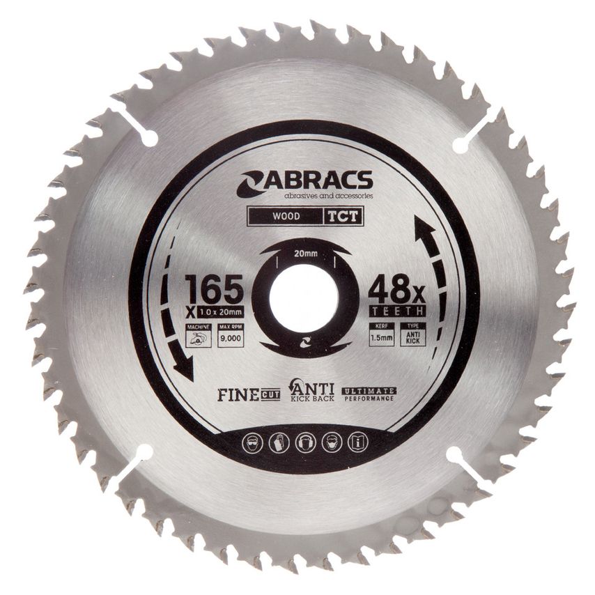 TCTC16548 TCT Cordless Circular Saw Blade for Wood 165 x 20mm x 48T