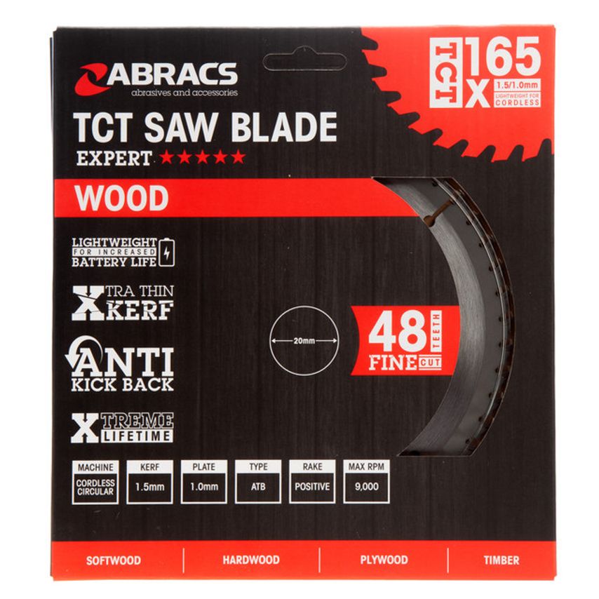 TCTC16548 TCT Cordless Circular Saw Blade for Wood 165 x 20mm x 48T