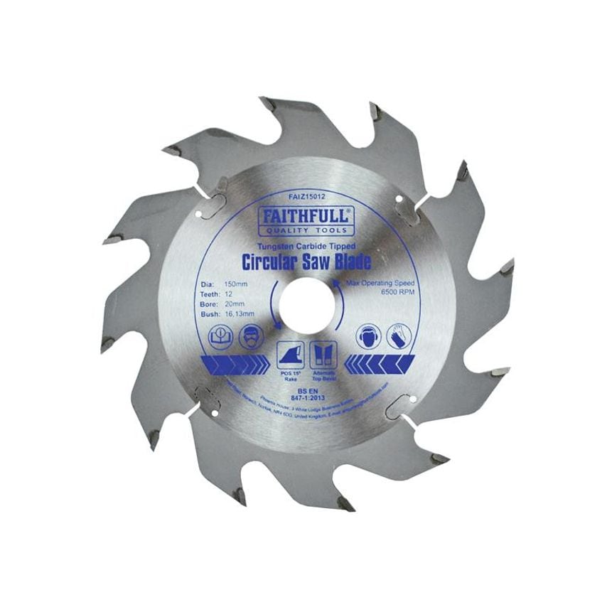 TCT Circular Saw Blade 150 x 20mm x 12T POS FAIZ15012