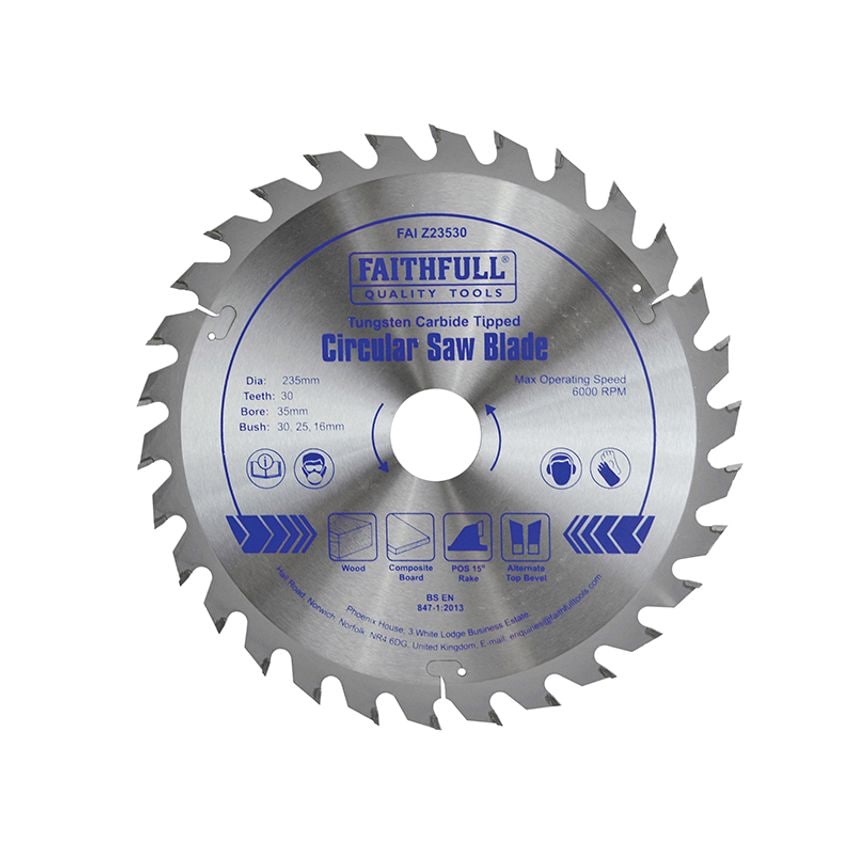 TCT Circular Saw Blade 235 x 35mm x 30T POS FAIZ23530