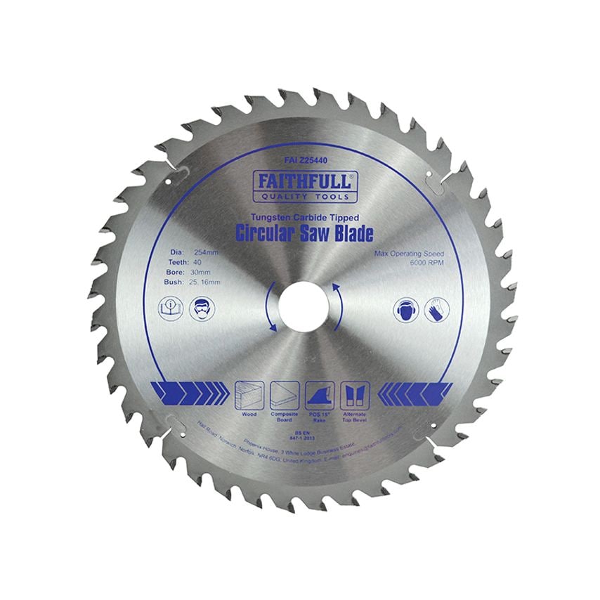 TCT Circular Saw Blade 254 x 30mm x 40T POS FAIZ25440