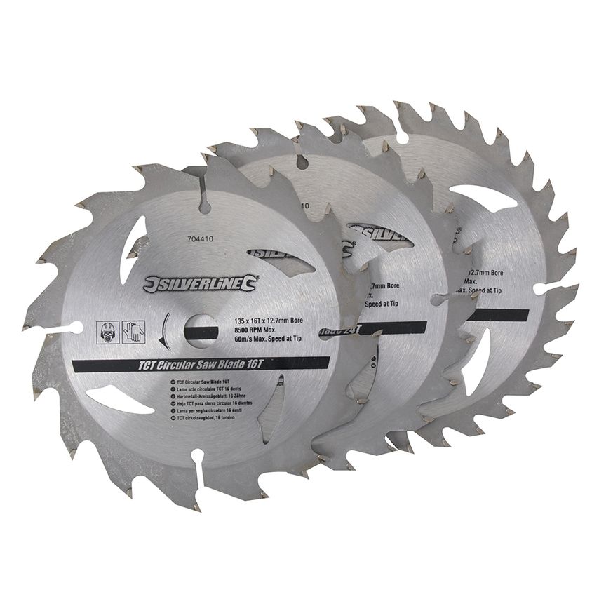 TCT Circular Saw Blades (Pack of 3) 135 x 12.7 to 10mm Ring