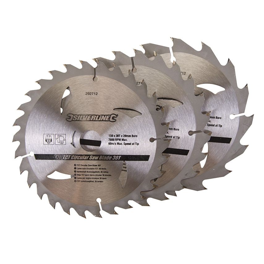 TCT Circular Saw Blades (Pack of 3) 150 x 20 to 16, 12.75mm Rings