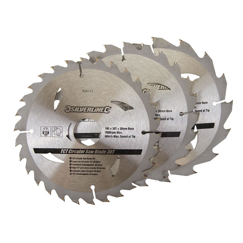 TCT Circular Saw Blades (Pack of 3) 165 x 30 to 20, 16, 10mm Rings