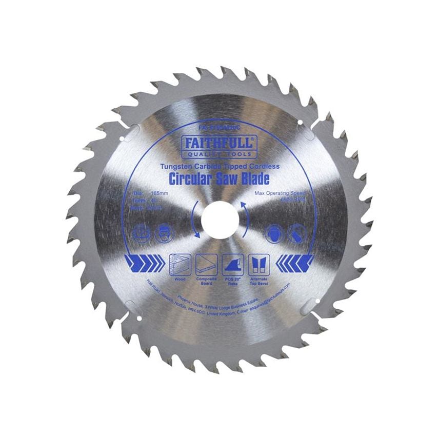 TCT Cordless Trimsaw Blade 165 x 20mm x 40T POS FAIZ1654020C