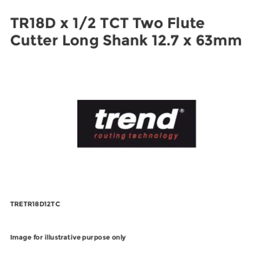 TR18D x 1/2 TCT Two Flute Cutter Long Shank 12.7 x 63mm