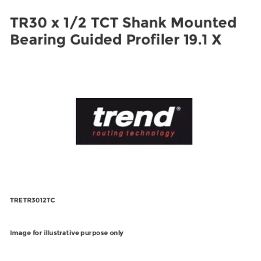 TR30 x 1/2 TCT Shank Mounted Bearing Guided Profiler 19.1 X TRETR3012TC