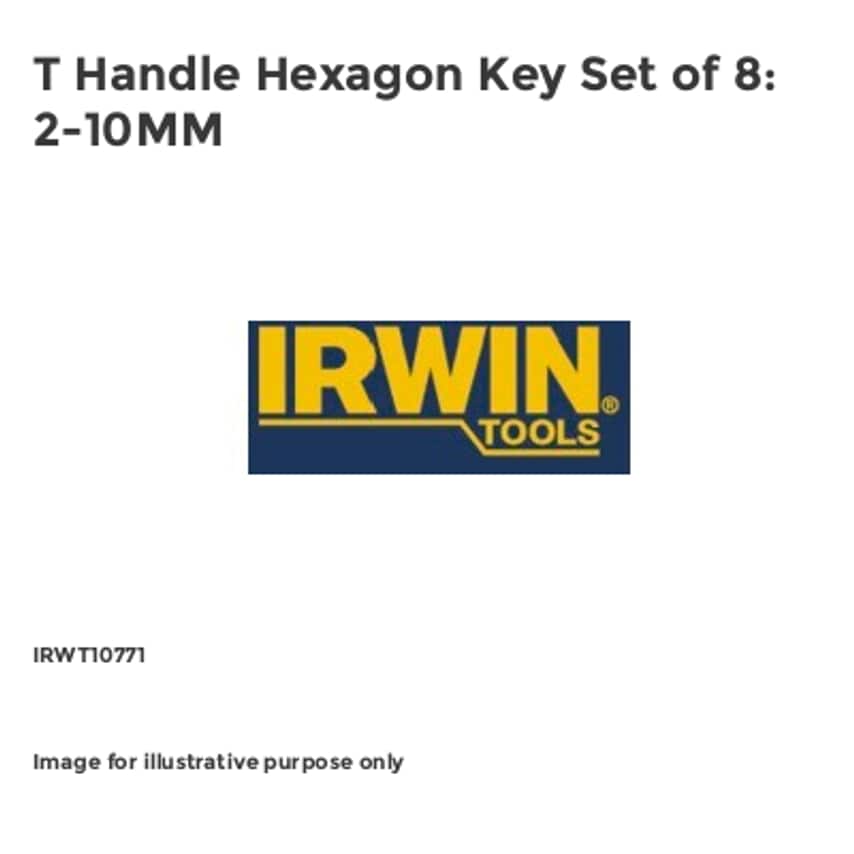 T Handle Hexagon Key Set of 8: 2-10MM