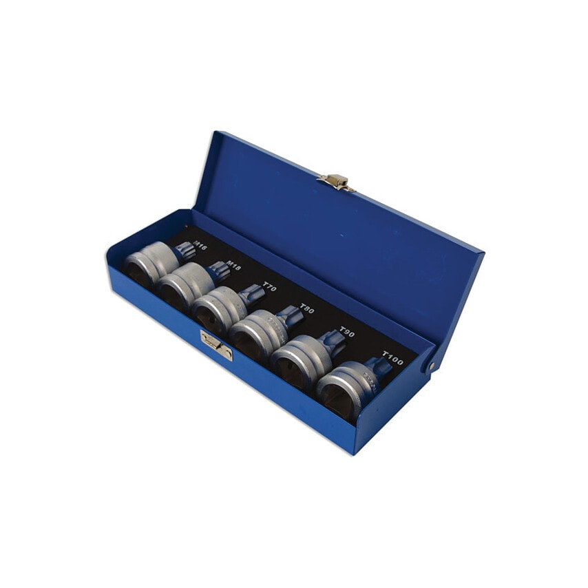Tamperproof Spline & Star Socket Bit Set 3/4"D 6 Piece
