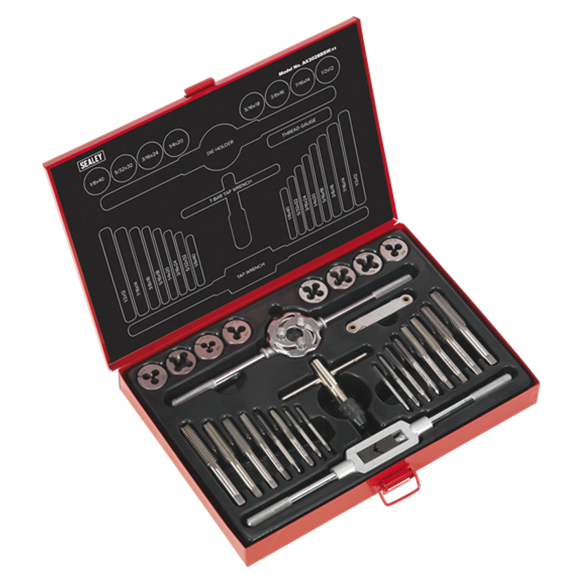 Tap & Die Set 28 Piece Split Dies Imperial BSW