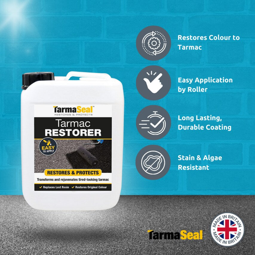 Tarmac Restorer sealer replaces lost resin and colour Black 20 Liter