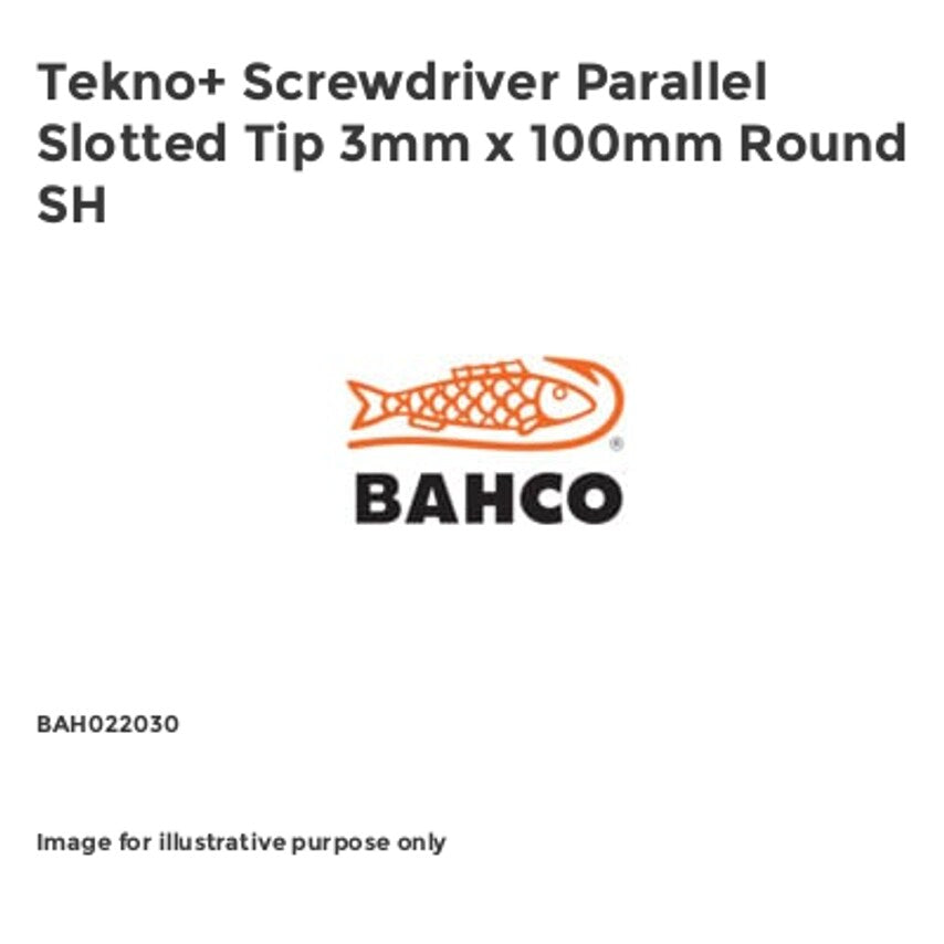 Tekno+ Screwdriver Parallel Slotted Tip 3mm x 100mm Round SH BAH022030