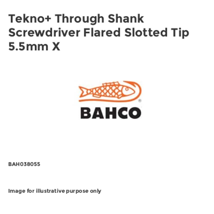 Tekno+ Through Shank Screwdriver Flared Slotted Tip 5.5mm X BAH038055