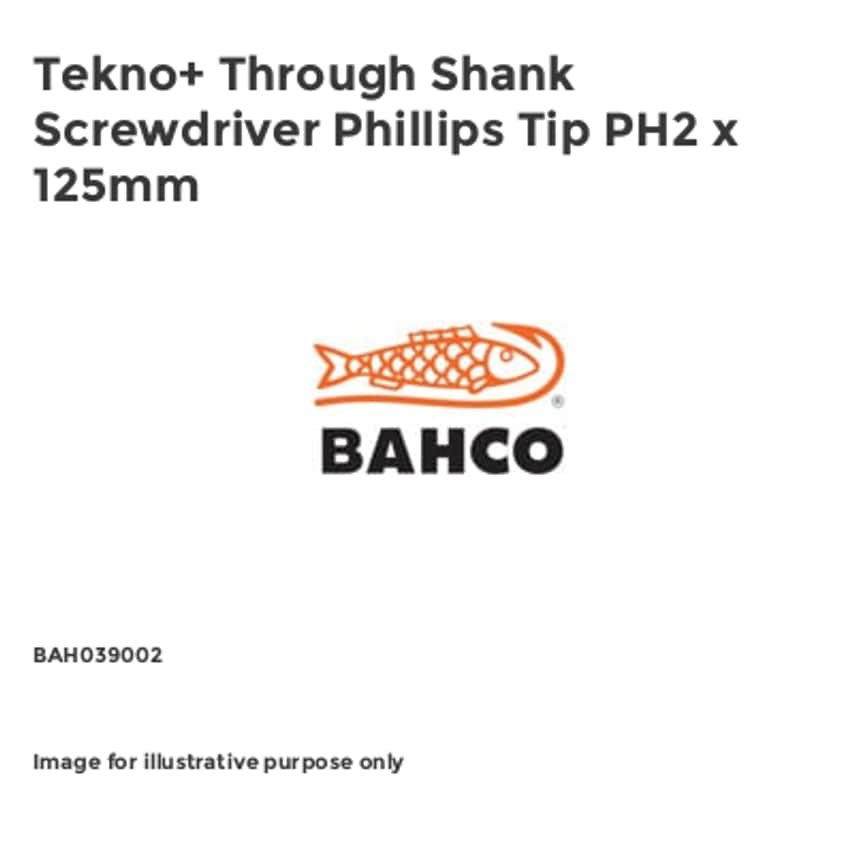 Tekno+ Through Shank Screwdriver Phillips Tip PH2 x 125mm BAH039002