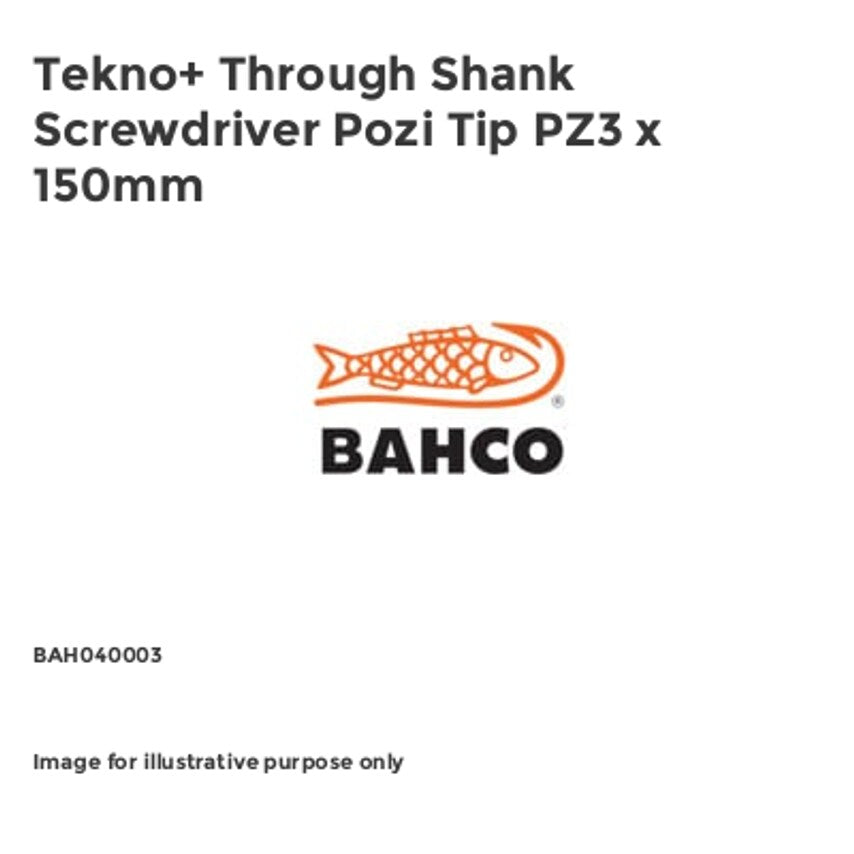 Tekno+ Through Shank Screwdriver Pozi Tip PZ3 x 150mm BAH040003