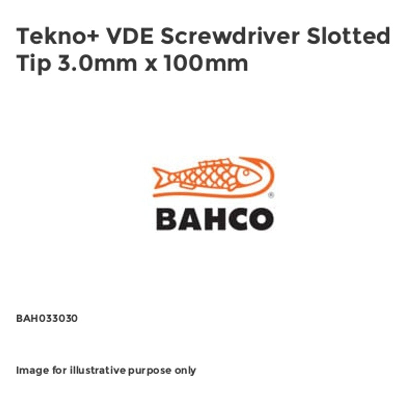 Tekno+ VDE Screwdriver Slotted Tip 3.0mm x 100mm BAH033030