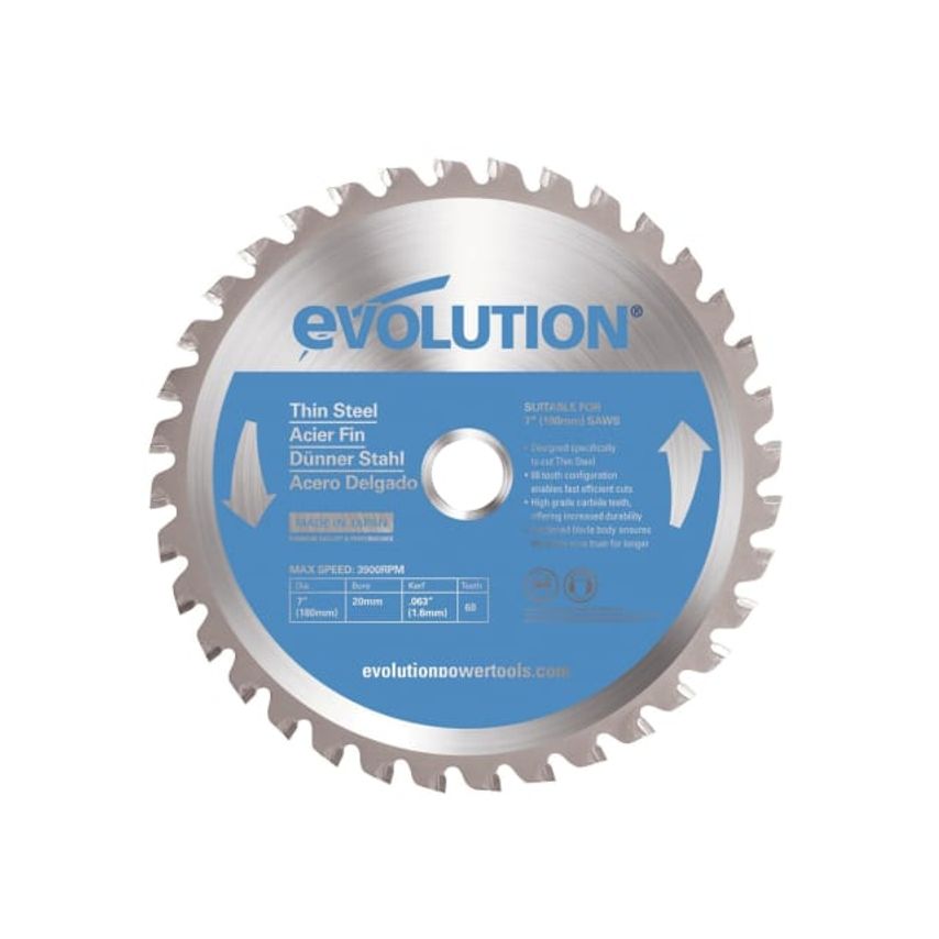Thin Steel Cutting Circular Saw Blade 180 x 20mm x 68T