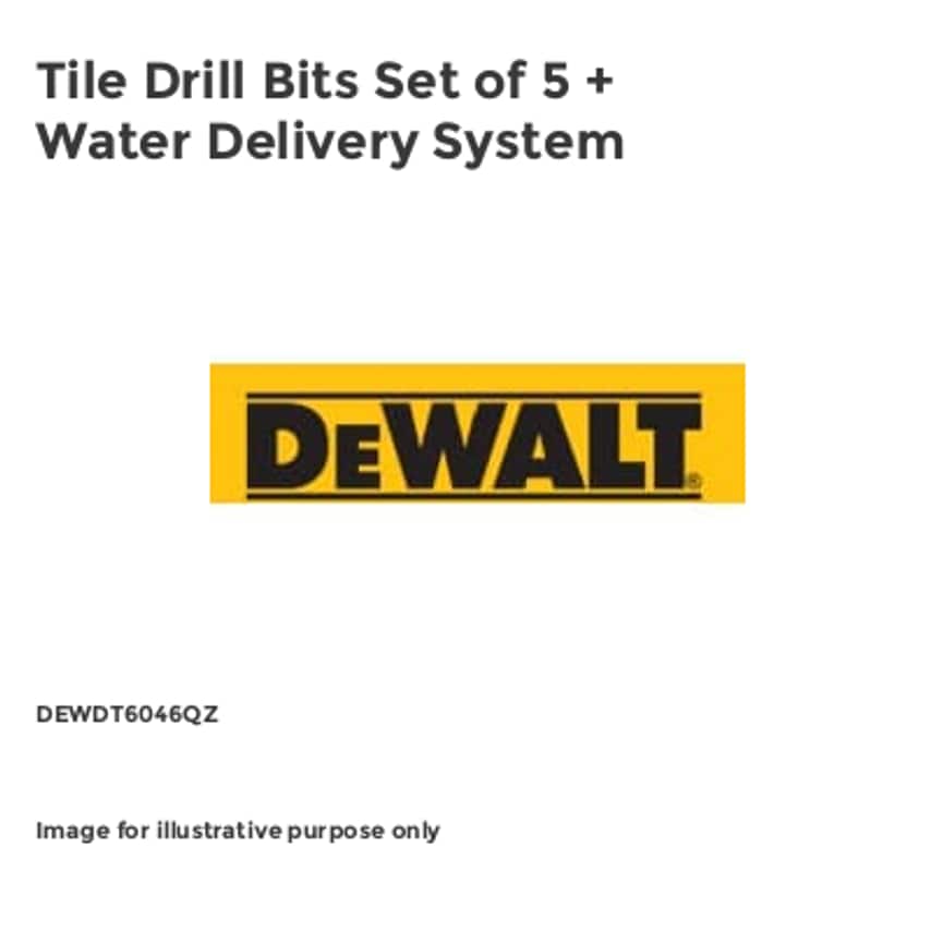 Tile Drill Bits Set of 5 + Water Delivery System DEWDT6046QZ