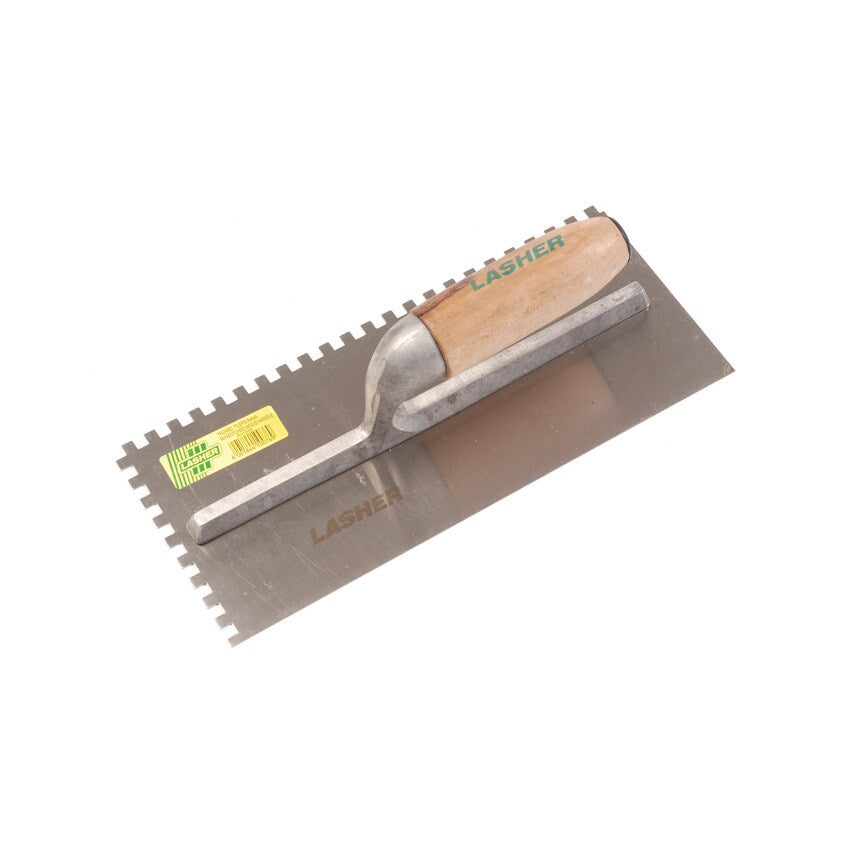 Tilers Trowel with A Notched Wood Handle - 6 x 6 x 6