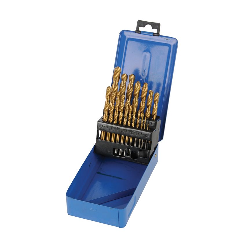 Titanium-Coated HSS Drill Bit Set 19 Piece