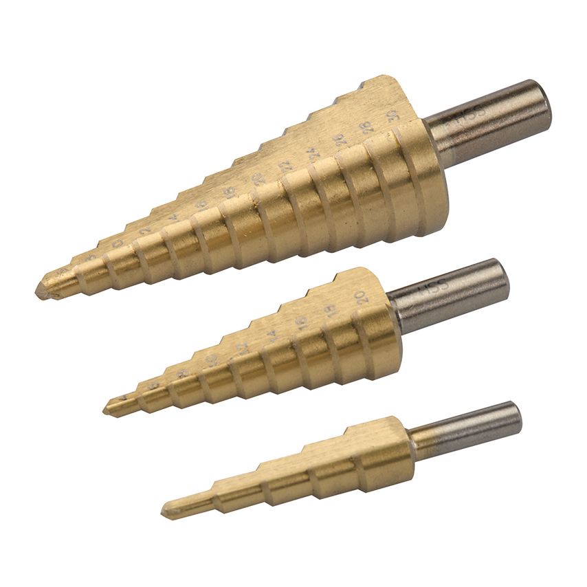 Titanium-Coated HSS Step Drill Set 3 Piece 282620