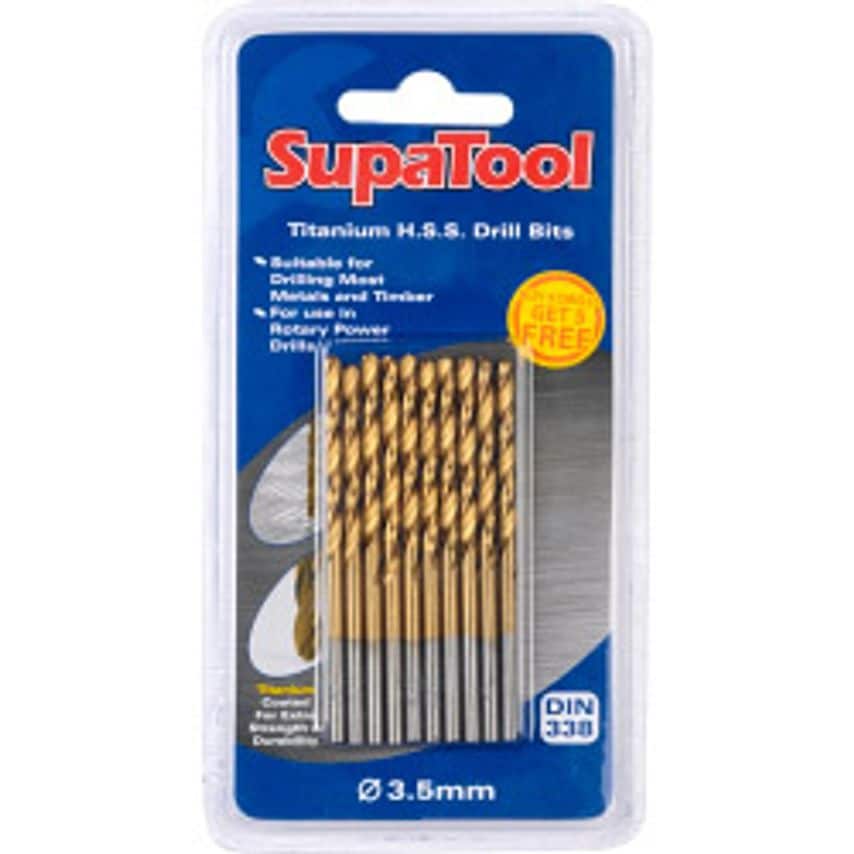 Titanium Coated HSS Drill Bits 3.5x70mm 10 Piece