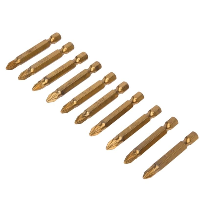 Titanium Coated Screwdriver Bits PZ2 x 50mm (Pack 10) B/S14105