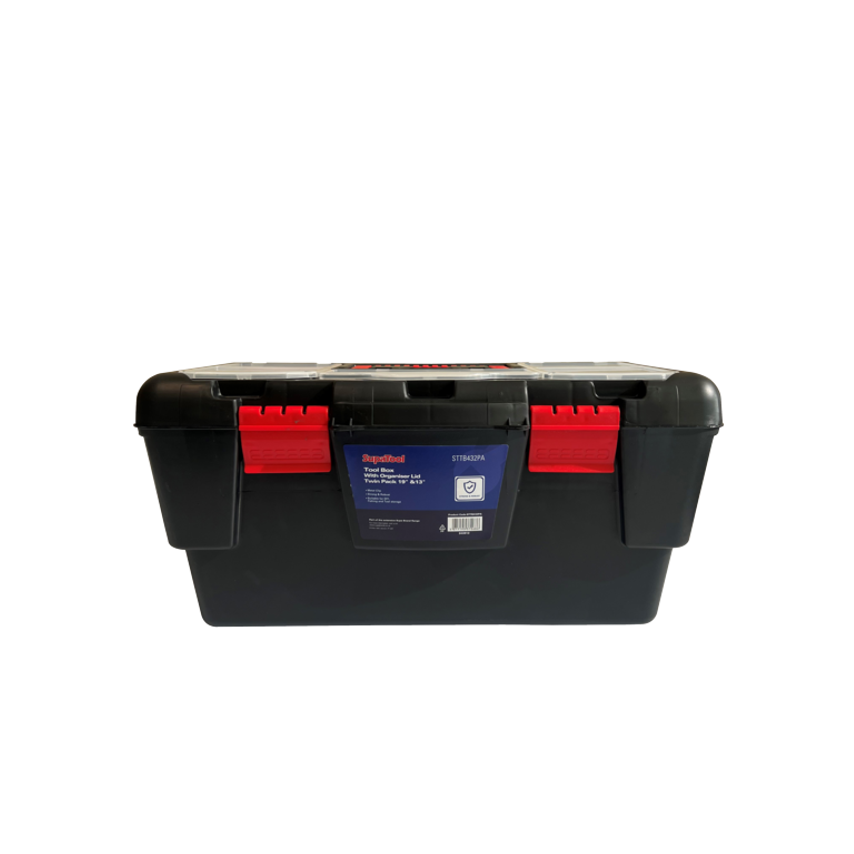 Tool Box with Organiser Lid Twin Pack 13" & 19"