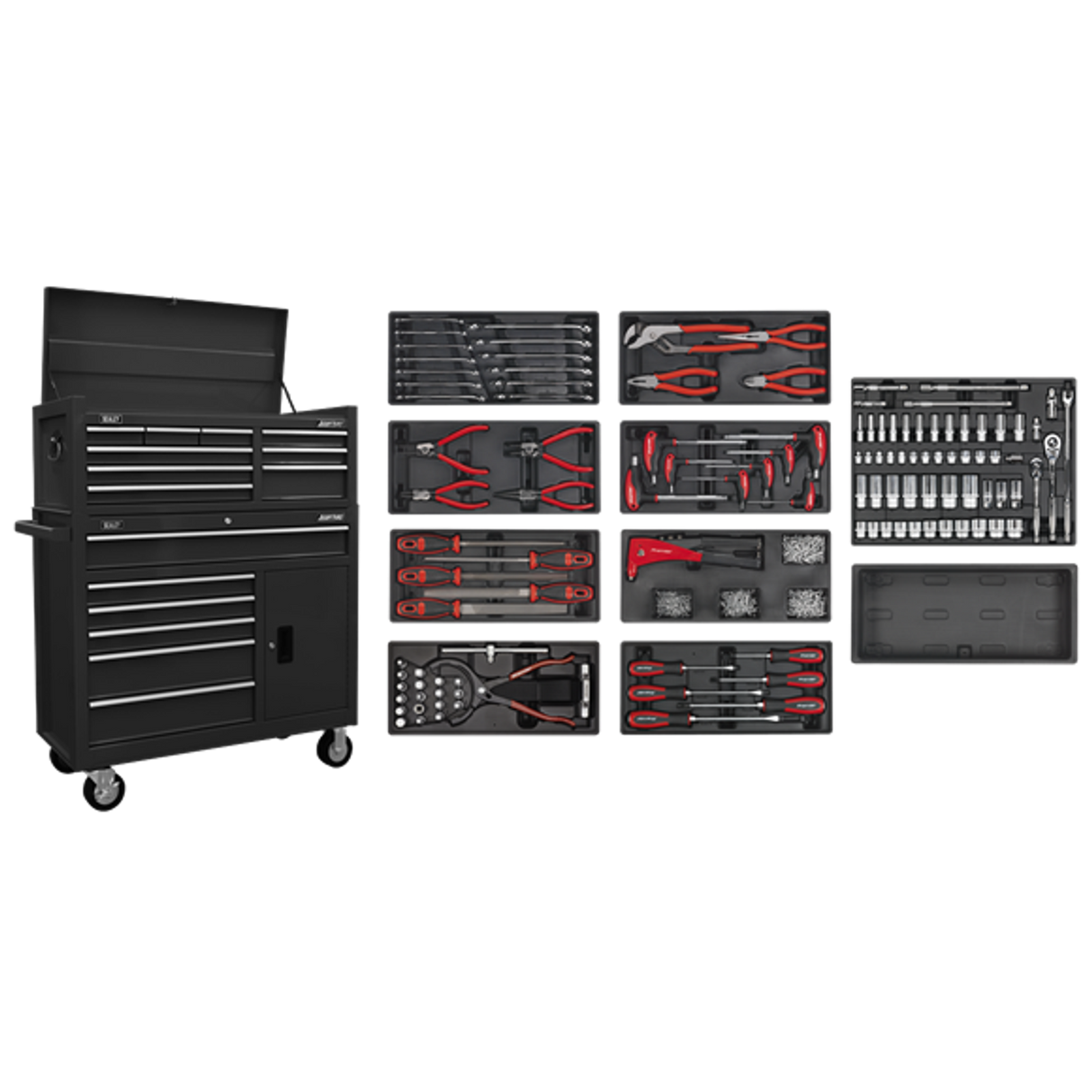 Tool Chest Combination with 117 Piece Tool Kit Black
