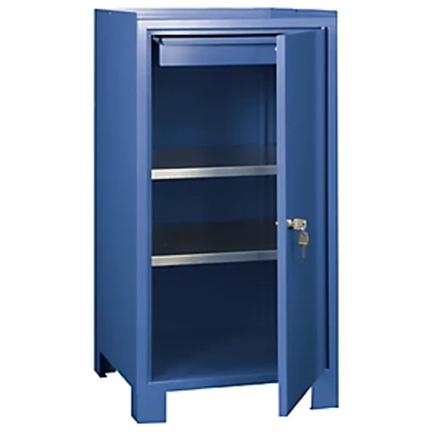 Tool Cupboard With Feet, HxWxD 1000 X 500 X 500mm, 1 Drawer, 2 Shelves, Brilliant Blue RAL 5007