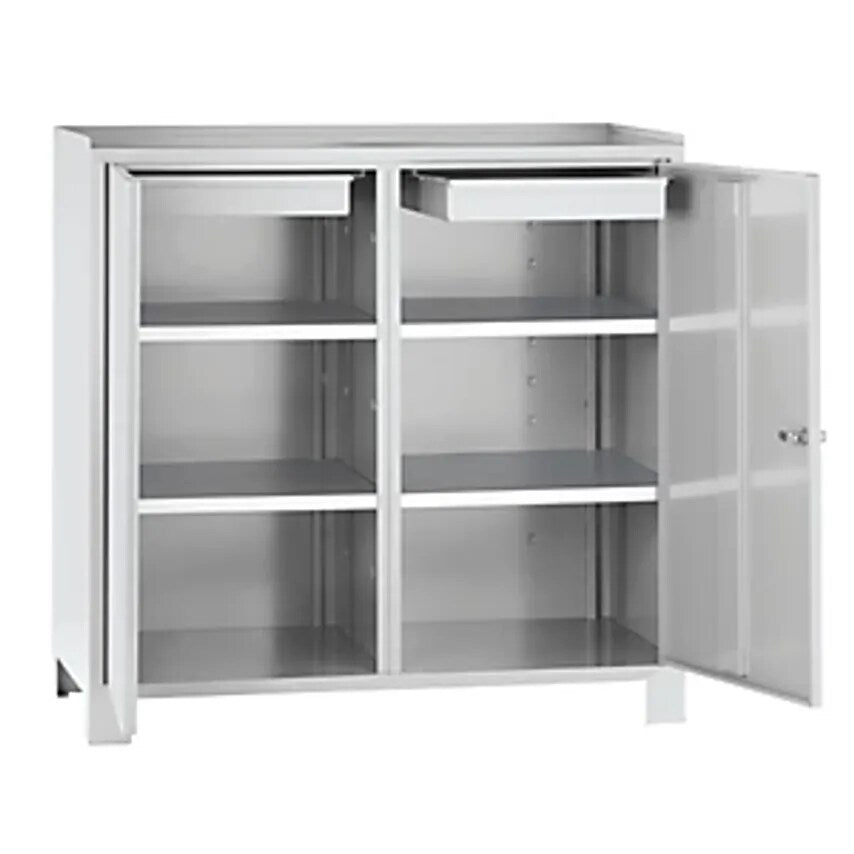 Tool Cupboard With Feet - HxWxD 1000 X 1000 X 500mm - Light Grey RAL 7035