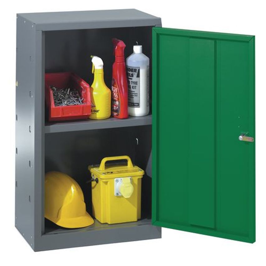 Tool Cupboards, Single Green Door and 1 Shelf