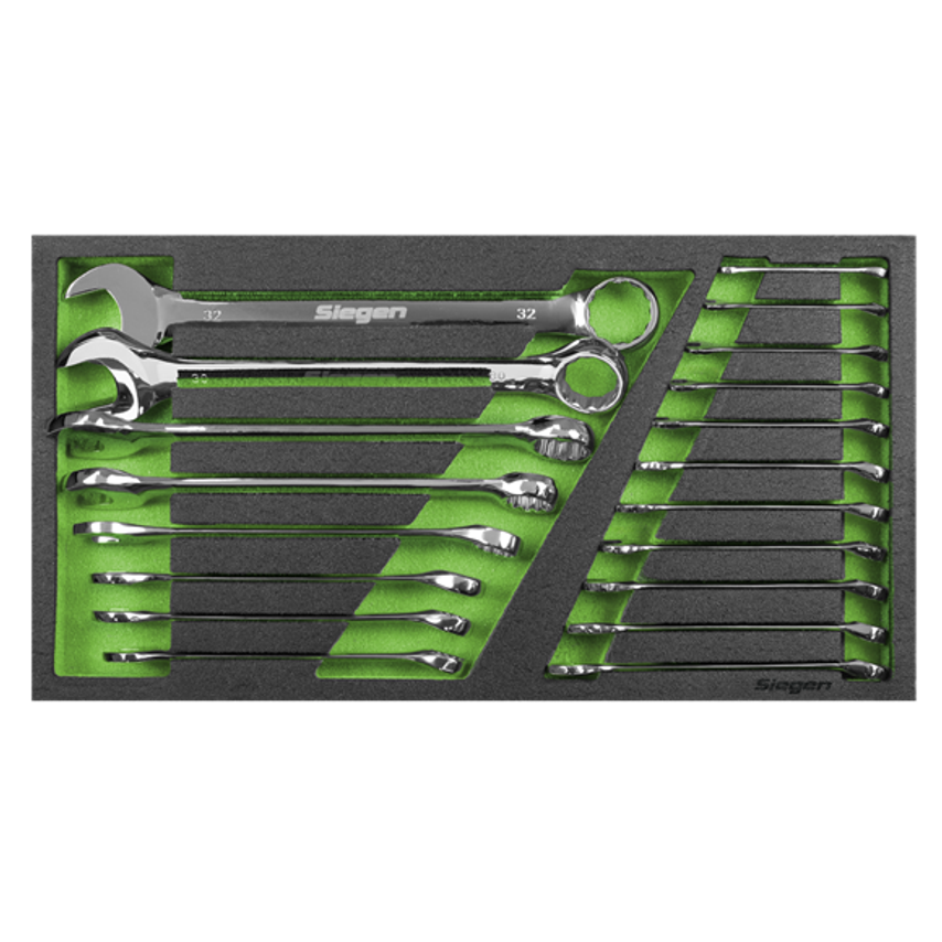 Tool Tray with Combination Spanner Set - 19 Piece