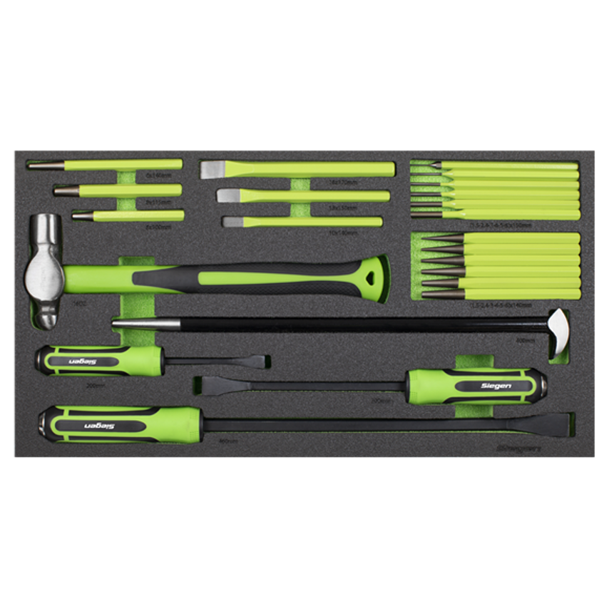 Tool Tray with Pry Bar, Hammer and Punch Set - 23 Piece