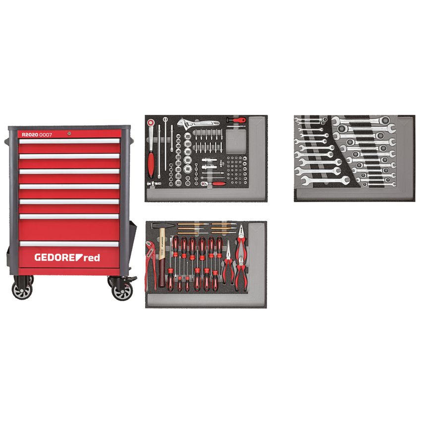Tool set in t.trolley WINGMAN red 129pcs