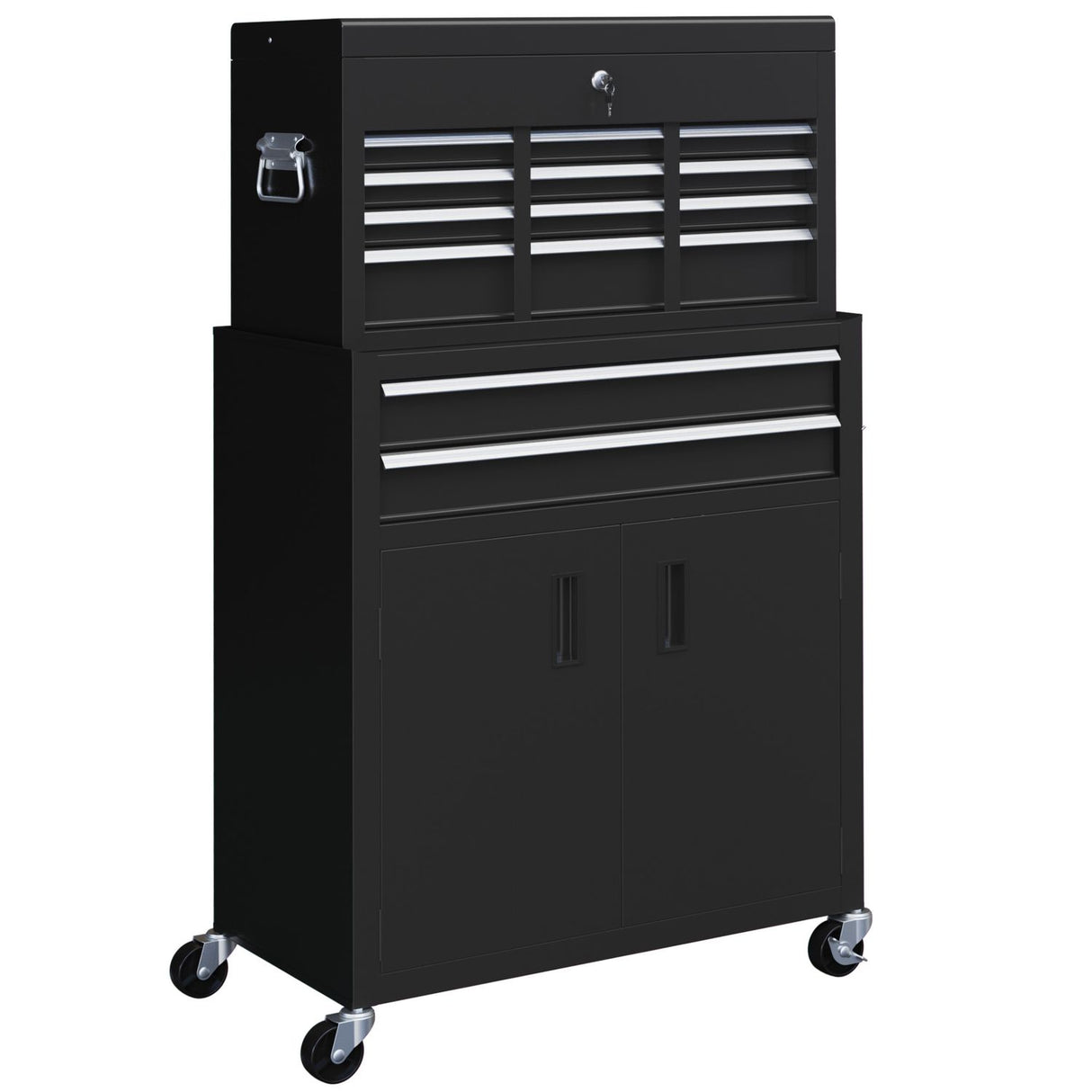 Top Chest and Roller Cabinet Combo Metal Tool Cabinet on Wheels Black - B20-109V00BK