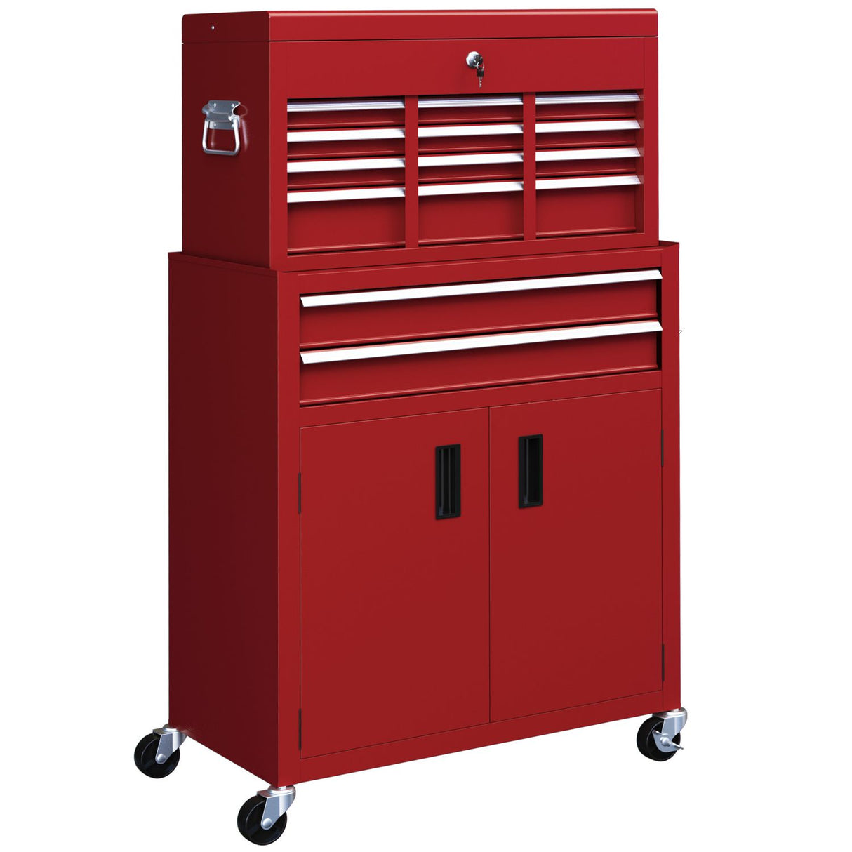 Top Chest and Roller Cabinet Combo Metal Tool Cabinet on Wheels Red - B20-109V00RD